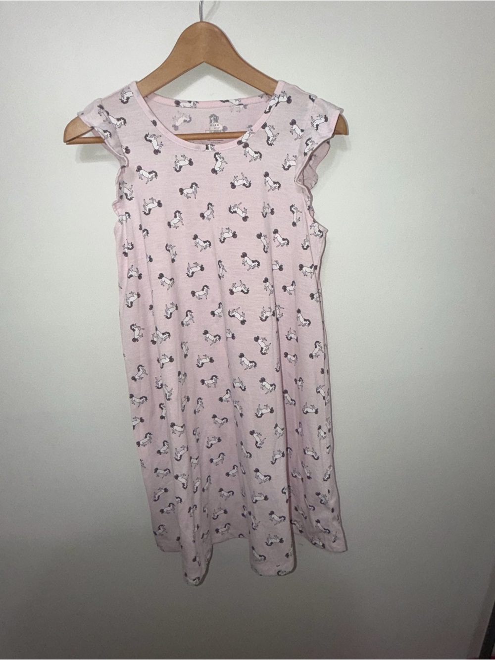 GAP pink unicorn print ruffle sleeve nightgown